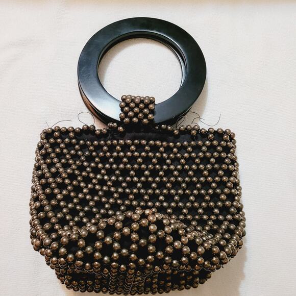 Cleobella Tanner Party black metallic beaded top handled bucket bag - Picture 5 of 7